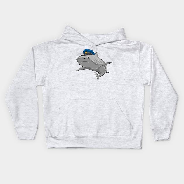 Shark as Police officer Police Kids Hoodie by Markus Schnabel